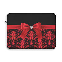 Laptop Sleeve-Red Bow-Red Lace-Black