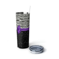 Skinny Tumbler, 20oz-Glam Purple Bow-Zebra-Black Glitter