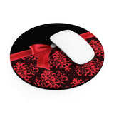 Mouse Pad-Glam Red Bow-Red Lace-Black