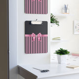 Clipboard-Glam Pink Bow-Pink Black Pinstripes-Black