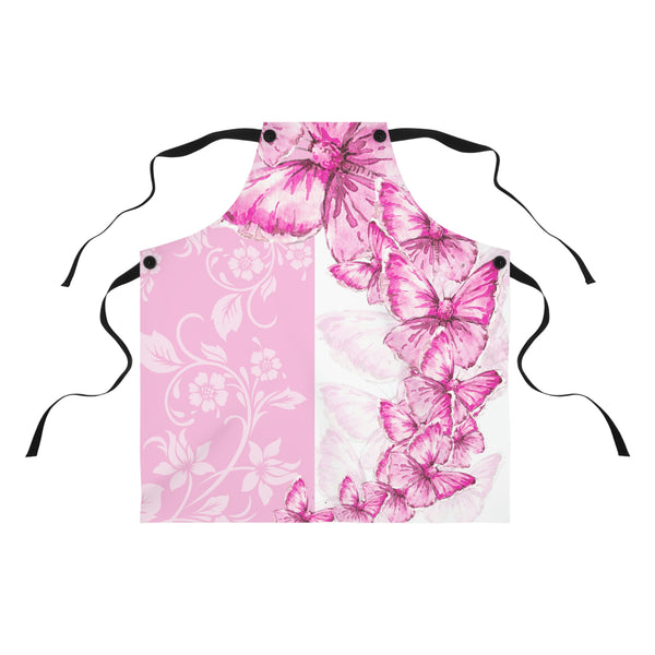 Apron-Pink Butterfly Duo-White