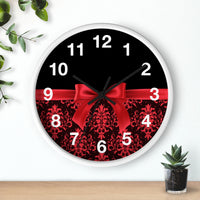 Wall Clock-Glam Red Bow-Red Lace-Black