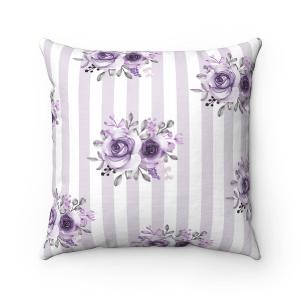 Square Pillow-Stormy Purple-Floral Pinstripes-4 Sizes