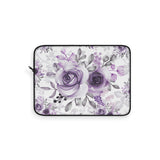 Laptop Sleeve-Soft Purple-Floral Stencil-White