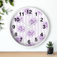 Wall clock-Purple Lilac-Floral Pinstripes