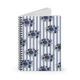 Spiral Notebook-Stormy Blue-Floral Pinstripes-Ruled Lined