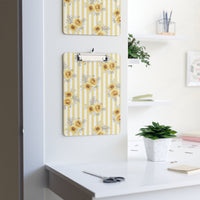 Clipboard-Yellow Floral Pinstripes