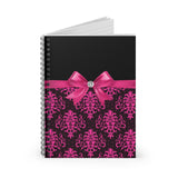 Small Spiral Notebook, 6x8in-Glam Passion Pink Bow-Passion Pink Lace-Black