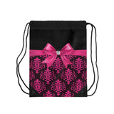 Drawstring Bag-Glam Passion Pink Bow-Passion Pink Lace-Black