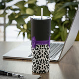 Skinny Tumbler, 20oz-Glam Purple Bow-Snow Leopard-Black