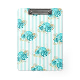 Clipboard-Aqua Blue-Floral Pinstripes