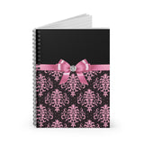 Small Spiral Notebook, 6x8in-Glam Pink Bow-Pink Lace-Black