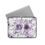 Laptop Sleeve-Soft Purple-Floral Stencil-White