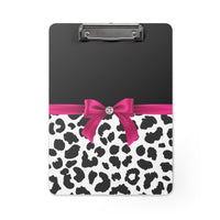 Clipboard-Glam Passion Pink Bow-Snow Leopard-Black