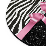 Mouse Pad-Glam Pink Bow-Zebra-Black Glitter