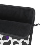 Laptop Sleeve-Glam Purple Bow-Snow Leopard-Black