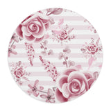 Mouse Pad-Soft Pink Floral Mauve-Horizontal Stripes-White