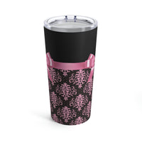 Tumbler 20oz-Glam Pink Bow-Pink Lace-Black