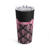 Tumbler 20oz-Glam Pink Bow-Pink Lace-Black