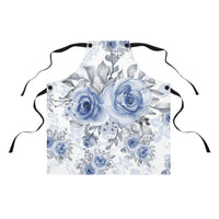 Apron-Stormy Blue-Floral Stencil-White