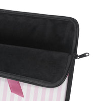 Laptop Sleeve-Glam Pink Bow-Pink White Stencil-Pink White Pinstripes