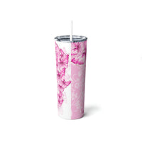 Skinny Tumbler, 20oz-Pink Butterfly Duo-White