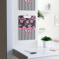 Clipboard-Glam Pink Bow-Pink Stencil-Black White Pinstripes