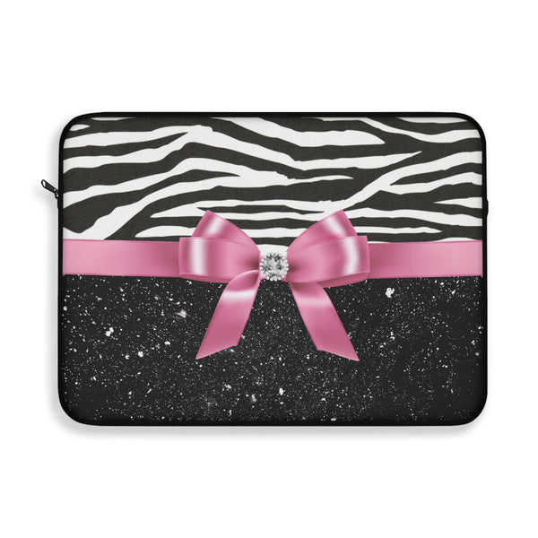 Laptop Sleeve-Glam Pink Bow-Zebra-Black Glitter