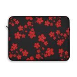 Laptop Sleeve-Red Floral Blossoms-Black