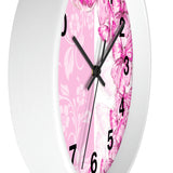 Wall Clock-Pink Butterfly Duo-White