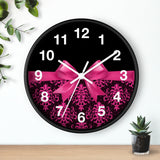 Wall Clock-Glam Passion Pink Bow-Passion Pink Lace-Black