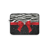 Laptop Sleeve-Glam Red Bow-Zebra-Black Glitter