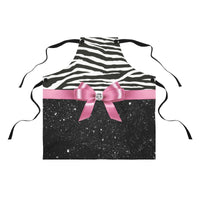Apron-Glam Pink Bow-Zebra-Black Glitter
