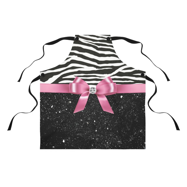 Apron-Glam Pink Bow-Zebra-Black Glitter