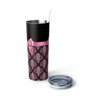 Skinny Tumbler, 20oz-Glam Pink Bow-Pink Lace-Black