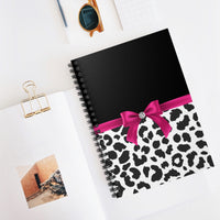 Small Spiral Notebook, 6x8in-Glam Passion Pink Bow-Snow Leopard-Black