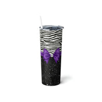 Skinny Tumbler, 20oz-Glam Purple Bow-Zebra-Black Glitter