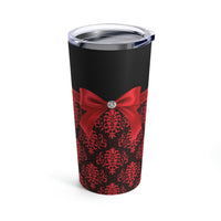 Tumbler 20oz-Glam Red Bow-Red Lace-Black