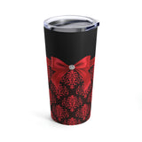 Tumbler 20oz-Glam Red Bow-Red Lace-Black
