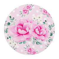 Mouse Pad-Magenta Pink Floral-White Polka Dots-Pink