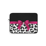 Laptop Sleeve-Glam Passion Pink Bow-Snow Leopard-Black