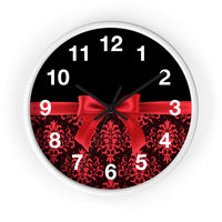 Wall Clock-Glam Red Bow-Red Lace-Black