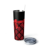 Skinny Tumbler, 20oz-Glam Red Bow-Red Lace-Black