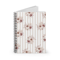 Spiral Notebook-Neutral Browns-Floral Pinstripes-Ruled Lined