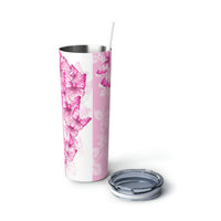 Skinny Tumbler, 20oz-Pink Butterfly Duo-White