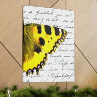 Canvas Art Panel 18"X24"in-Yellow Butterfly-Illegible Cursive-Right Wing