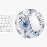 Mouse Pad-Stormy Blue-Floral Stencil-White