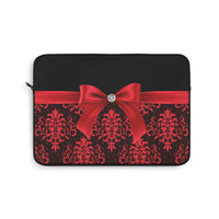 Laptop Sleeve-Red Bow-Red Lace-Black