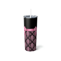 Skinny Tumbler, 20oz-Glam Pink Bow-Pink Lace-Black