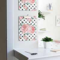 Clipboard-Lush Pink Floral-Black Polka Dots-White